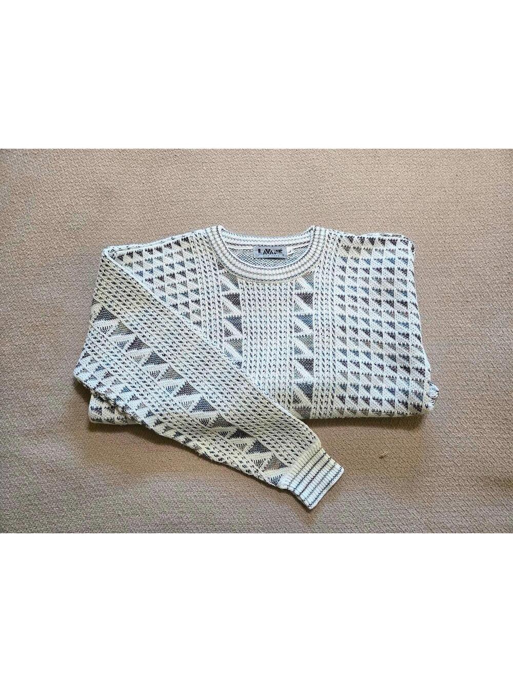 Lavane Sweater L | Geometric Textured Knit Pullover